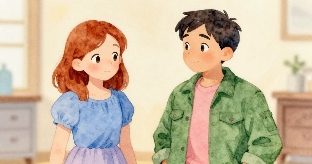 Zelma與Winston彼此微笑，房間中回蕩著和諧音符，溫暖光線中洋溢著滿足與輕慶氣氛。