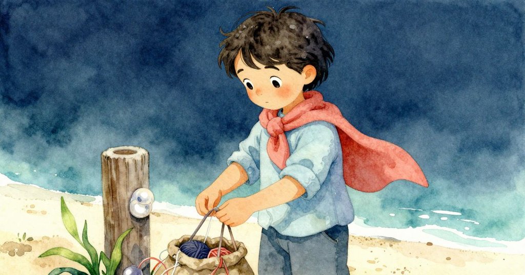 Iris 輕柔解開肩包上懸掛線頭，細看粗糙木桿上沙粒，專注表情呈現細膩動作