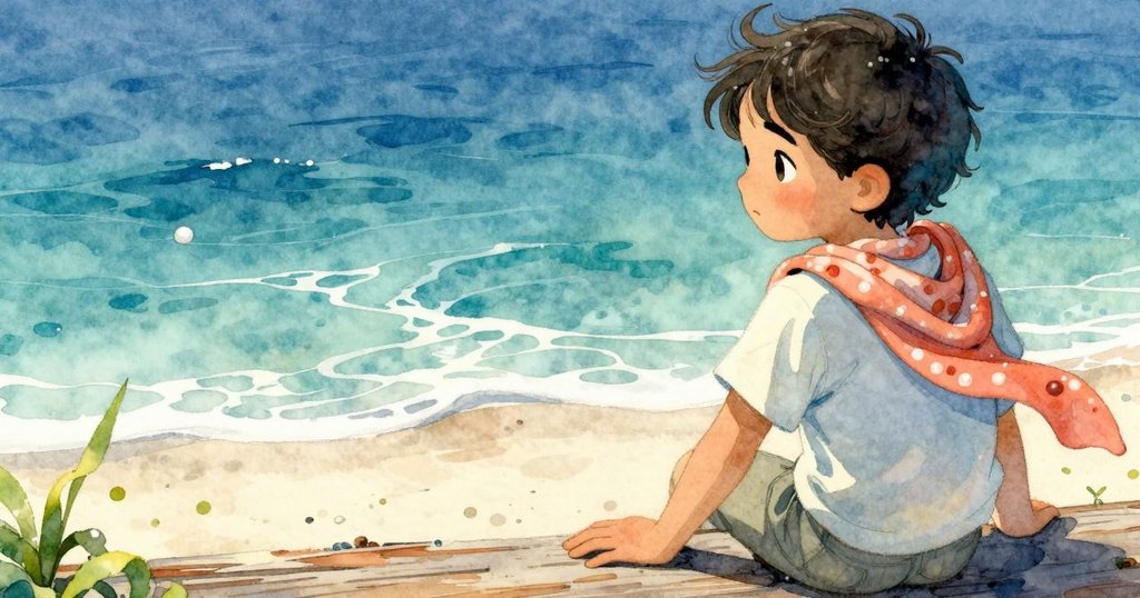 Iris 手輕撫溫暖古舊記號桿，閉眼輕數呼吸，潮池倒映晴空，氛圍平和靜謐完結一天