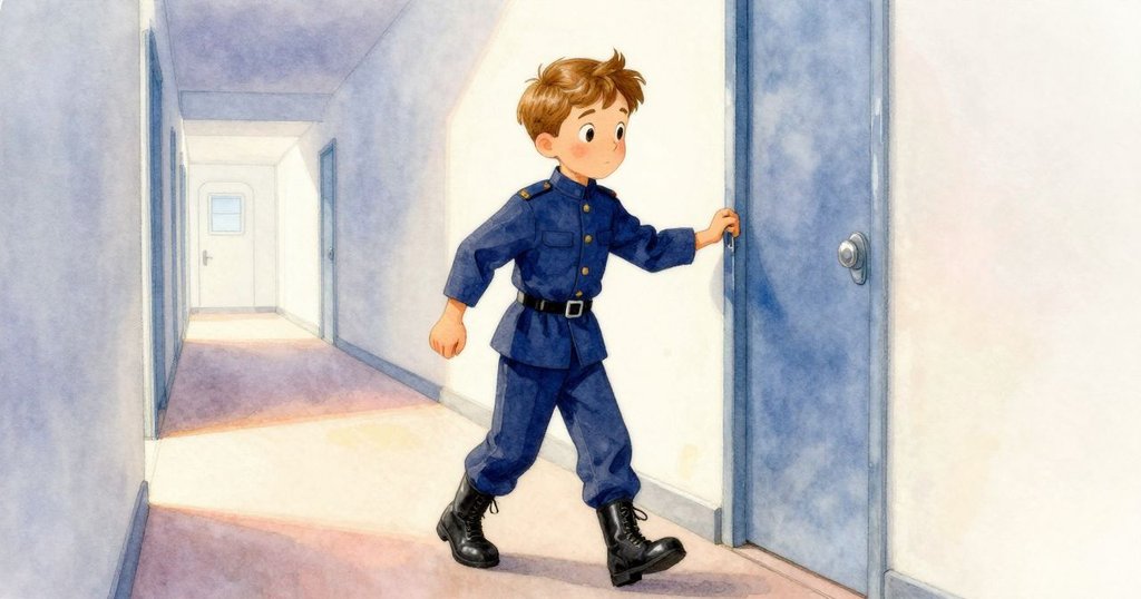 亨里克關上閘門，步出機房走廊，背影在溫暖柔光中拉長，表情平靜滿足，留下一室韻律。