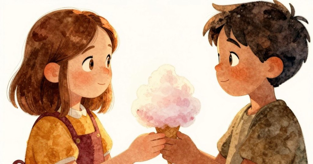 西安將成品棉花糖錐溫柔遞給貝桑,細膩糖絲在暖光中熠熠生輝,交換間滿載當晚創意與情感