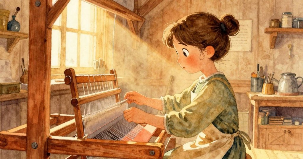 朱麗葉在陽光透進的工作坊內輕撫梭卡，神情專注，窗外光線斜射進來，空氣中充滿跳動的塵埃