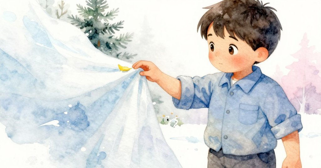 Emmet輕柔地將脆弱紙張移至新墊料上，拇指細緻觸碰那微小黃花瓣，眼神中流露驚喜與溫柔