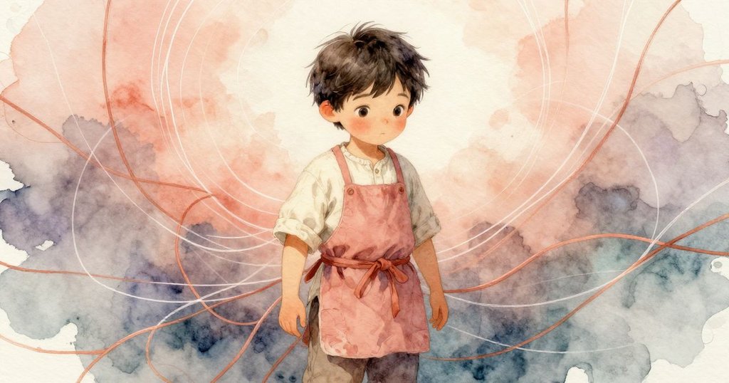 奧托盯著織機上五道粉筆灰弧線，紡織出的不可思議圖案引起驚奇，營造出神秘奇異的氛圍