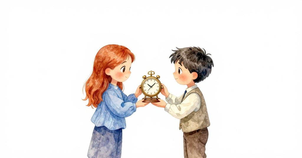 Cleo 與 Waverly 在恢復正常節奏的時鐘機前互望微笑，室內溫暖光線中展現團結與成功氣氛。