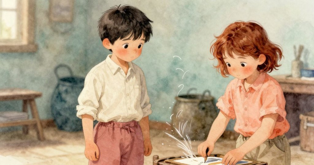 起司窖中，刷子旋轉與氣流飄動形成動態軌跡，透出兩兄弟同心協力的有序韻律