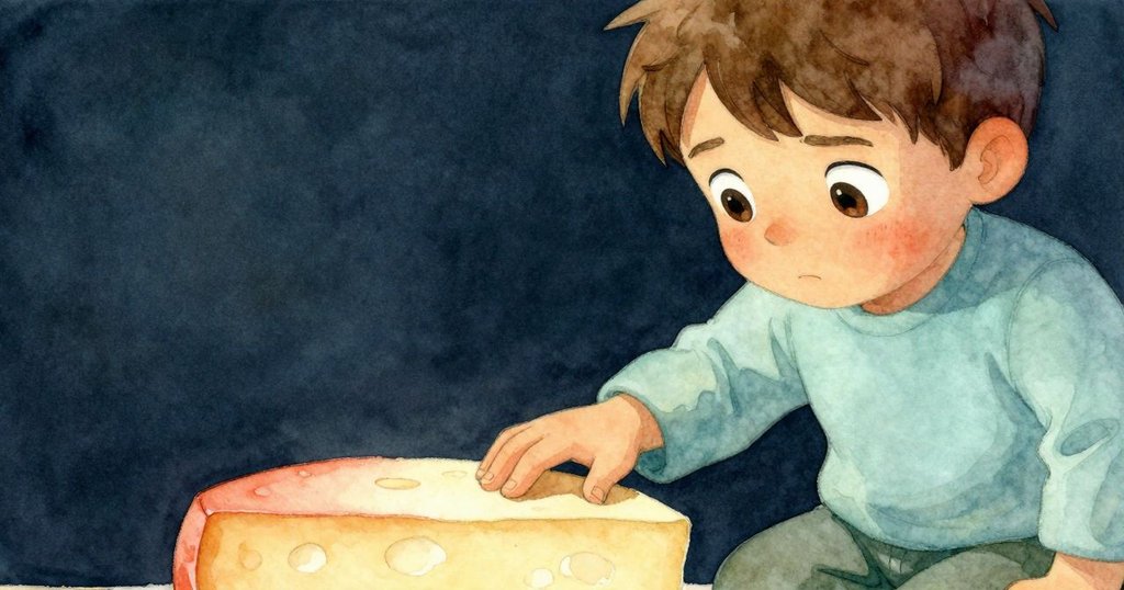 Raine在微光中特寫臉龐與手部，輕敲著起司輪，神情中透露出堅定與內心矛盾，情感細膩動人