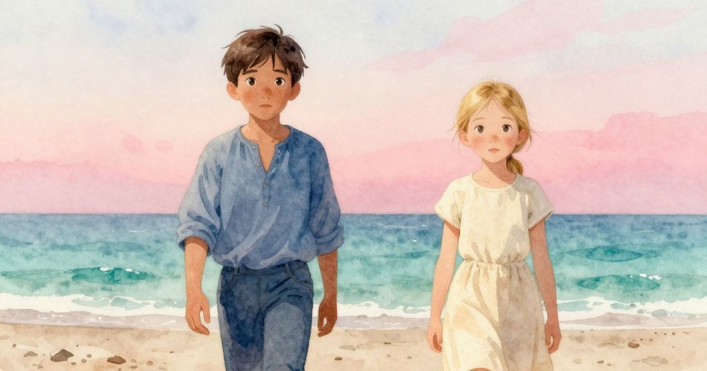 Shea與Blake並肩站立，面對靜謐機械迴響，燈光和遠鐘聲營造出滿足與驚奇延續的情境。