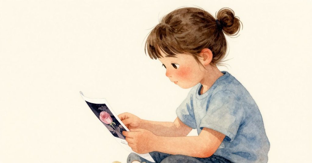 烏拉細看相片上斜劃痕跡，近照展現她內心矛盾與寧靜情感，光線柔和傳達出沉思與決心