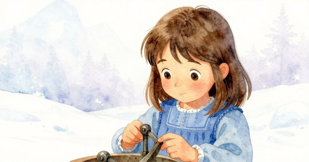 科蕾特近距離仔細查看工具紋路，面部專注流露決心與驚奇，故事進入探索階段。