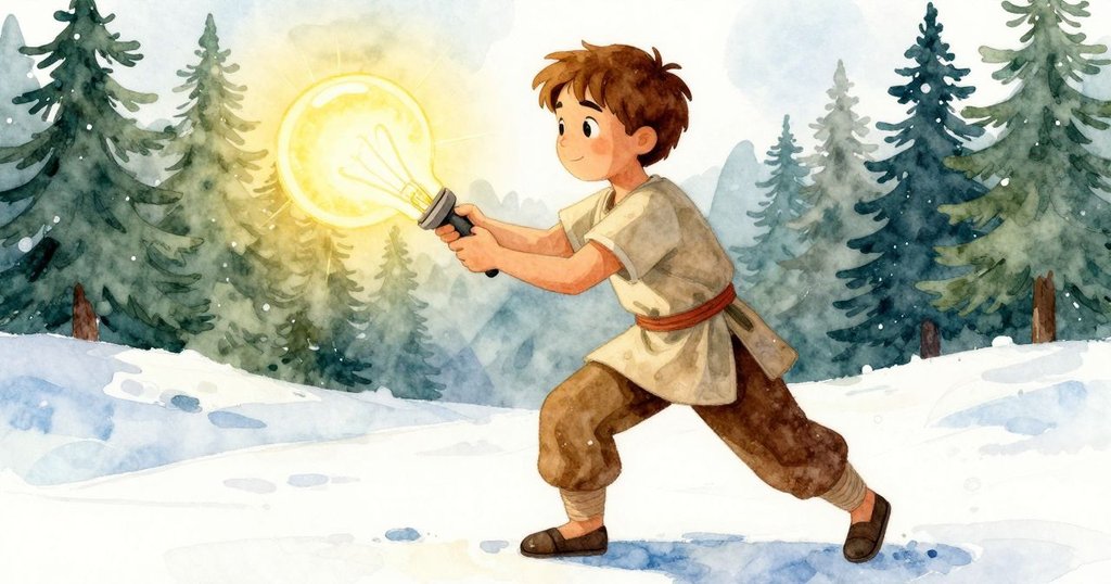 Theo在昏暗燈光下迅速調整姿勢，手握工具防止木搖床進一步錯位，深邃光影襯托出緊張而謹慎的動作。