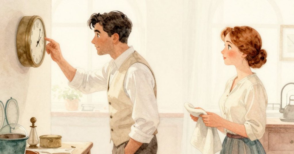 Ned 悠然後退看著重新啟動滴答作響的時鐘，Raine 拿著拋光布靜待，整個修理店洋溢著溫馨的結局與恬靜氛圍