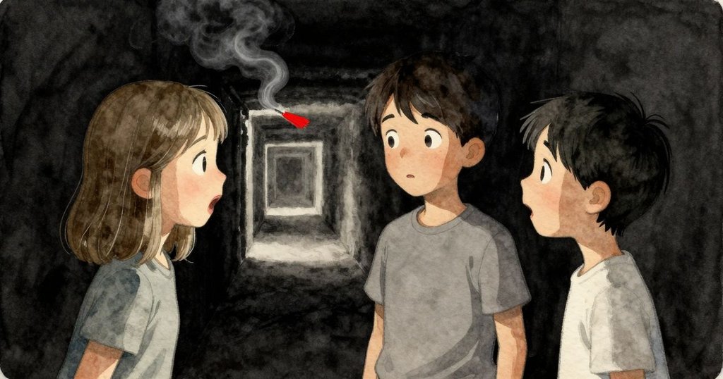 在狹窄走廊中，Astrid 因金屬回響而驚恐，Forrest 迅速接住滑落刷子，面部情緒顯露短暫內心衝突