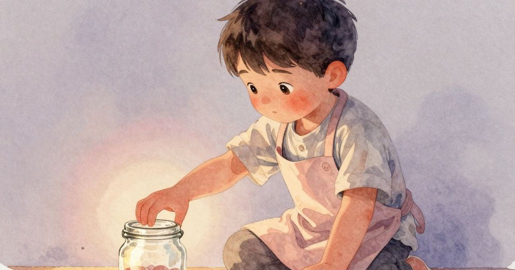 雷米伸手取糖罐，特寫呈現罐中餘糖，光線溫暖柔和，流露出歷史感與專注動作