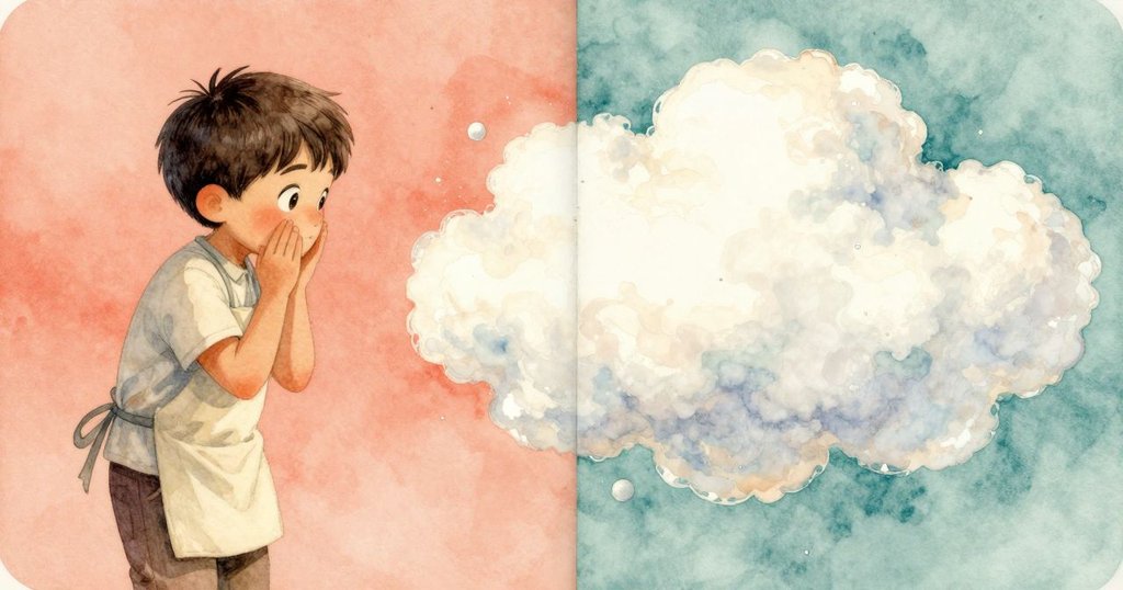 雷米動作停滯，畫面分割呈現正常流程與異常粗糙糖雲並存，氣氛中透露出疑惑與緊張