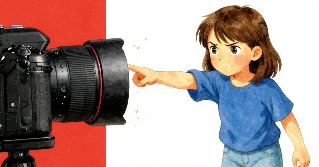 近特寫中，Dana猶豫按下快門，緊握相機，水花四濺，內心掙扎與動盪流露。