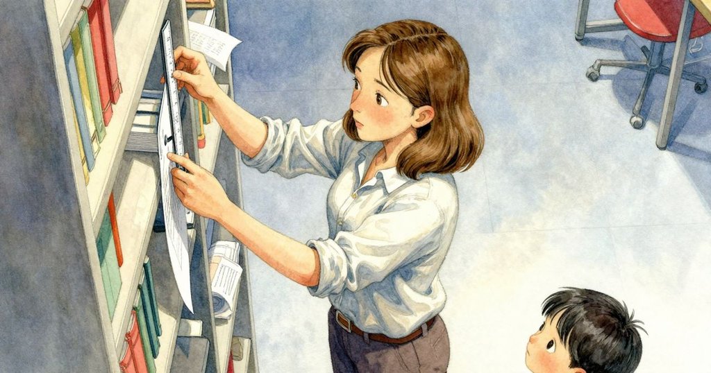 溫諾娜從上方視角調整濕度計，旁邊擺放著捲邊宣傳單和海報，專注細心，環境充滿工藝氛圍