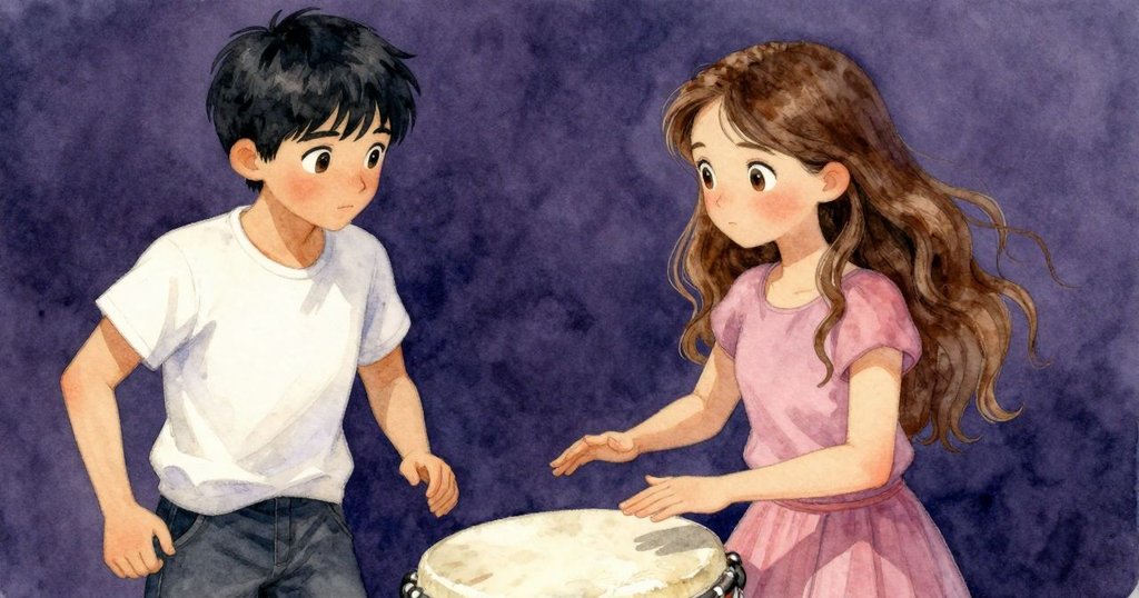 澤夫的手持鼓棒擊打太鼓,細節展示鼓面半覆陰影與光線交錯,呈現緻密質感