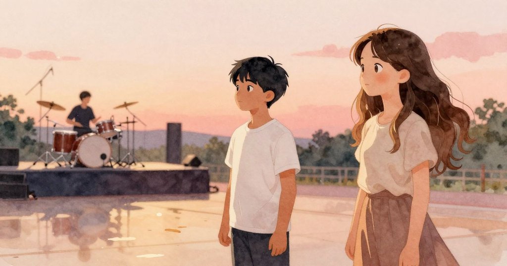 澤夫與蕾娜在暮光中退向舞台後方,樹影搖曳陪襯著平靜餘音,畫面洋溢溫暖與安寧