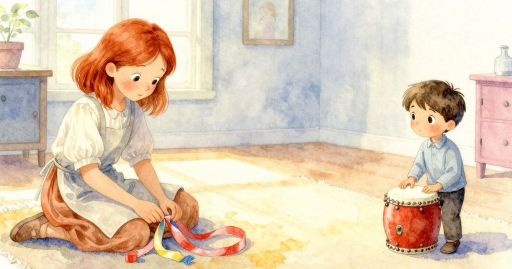 Lenora平靜整理蠟帶，背景中Ulysses輕操作壓印機，室內光線柔和，呈現故事完滿和沉思的氛圍