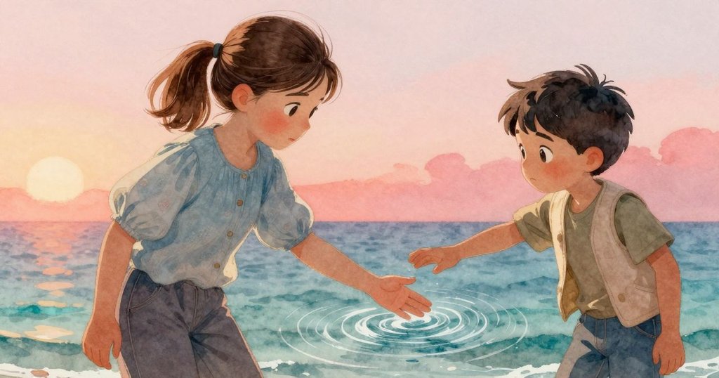 卡雅手部與不規則水流接觸，展現內心掙扎與節奏失衡，細膩描繪情感衝突瞬間。