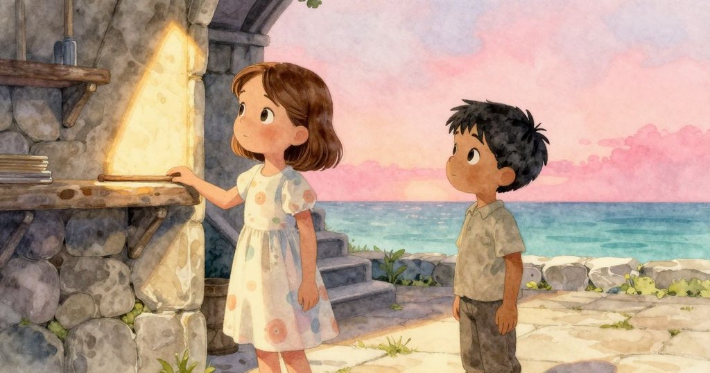 Flora與Inigo於室內溫馨場景中，Flora放下木棍，Inigo結束記錄，夕陽金光映照下氛圍靜謐。