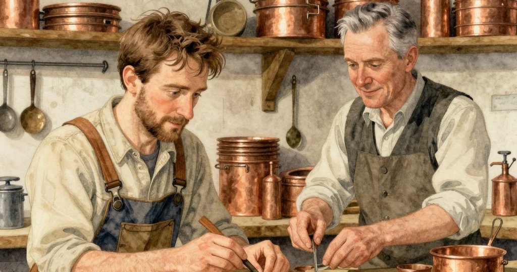 Basil 從櫃子後出現, 手中轉動木蓋, 輕聲詢問 Sullivan 是否需要幫助, 兩人之間流露溫馨互動