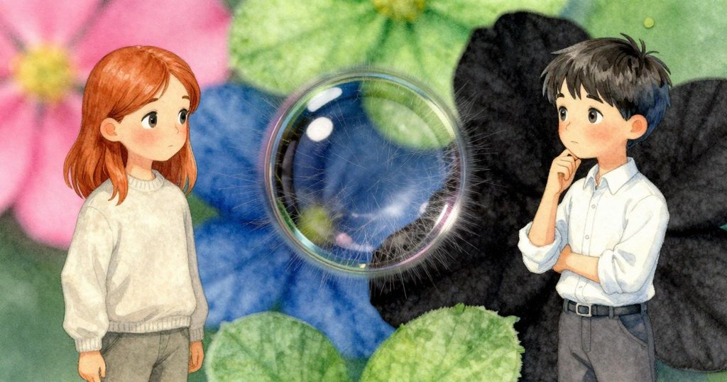 透過鏡頭觀察，紙纖維與花瓣邊緣細節如同水下世界般奇幻，展現物品的微妙紋理與變化