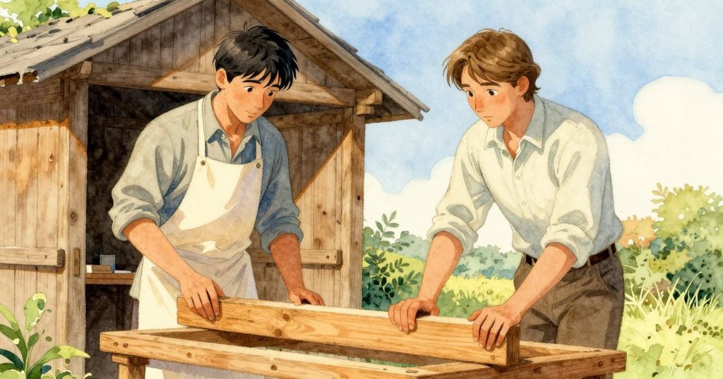 Rafferty於木棚內推動木板並舉手示意暫停，與Zander互動間展示出動態轉折與專注態度