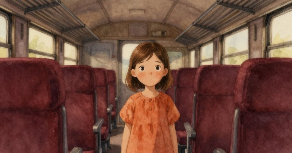 車廂以記憶色調展現,窗簾和行李輕輕搖曳,柔和光線喚起過往回憶,氛圍溫暖感人