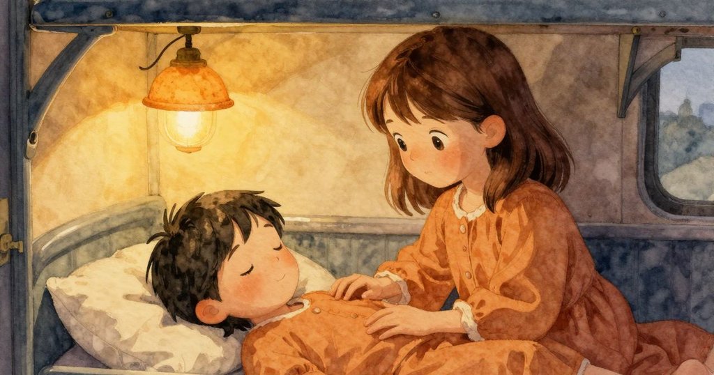 Willa溫柔注視沉睡同伴,彼此間流露默契與關懷,服務鈴聲隱隱響起,夜色中溫情漫溢