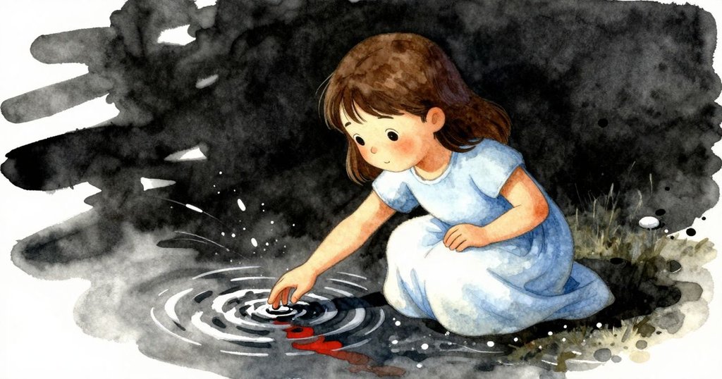 Sara的食指輕輕浸入泳池內，水面激起優雅波紋向鹽花靠近，動作流暢，氛圍寧靜而富有節奏