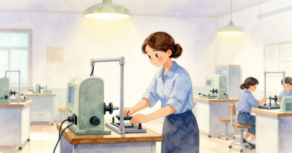 Cleo 穩重地將印刷工具歸位，印刷室恢復平靜，整體光線柔和，環境充滿解決後的溫馨氛圍