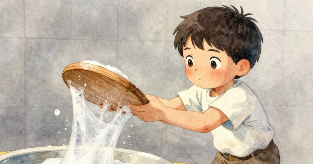 布雷克的手正輕柔提起嵌在桿上的木盤，露出隱藏機關，細節清晰，光線柔和，充滿探索感