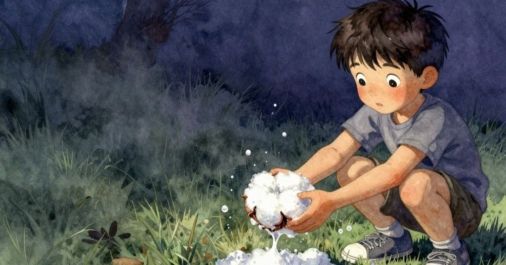 Troy的雙手近拍，沾上乳白液體與肥皂滴，背景是滿有痕跡的松木桌，神情專注