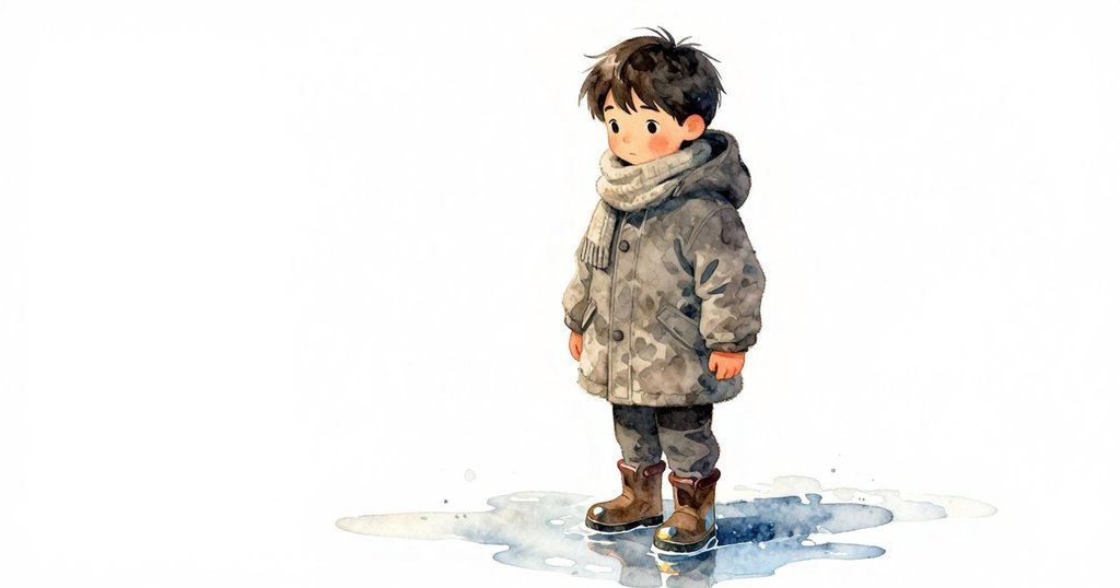 透過反射映出光柱滑過冰面與格里爾鞋，冰融水景中展現動感細緻光影，散發柔和氣息