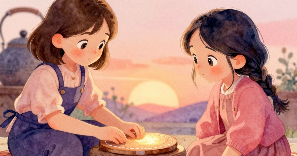 細緻特寫展示茶托上不均勻的白針腳，柔和金光映襯下，背景隱約可見陶壺與茶杯，表現出微妙細節。