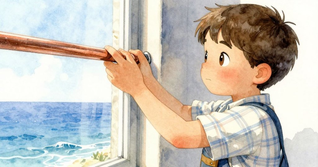 Birch專注調整彎曲銅管，窗外旋轉木馬映入眼簾，室內柔光映照出細膩操作情景。