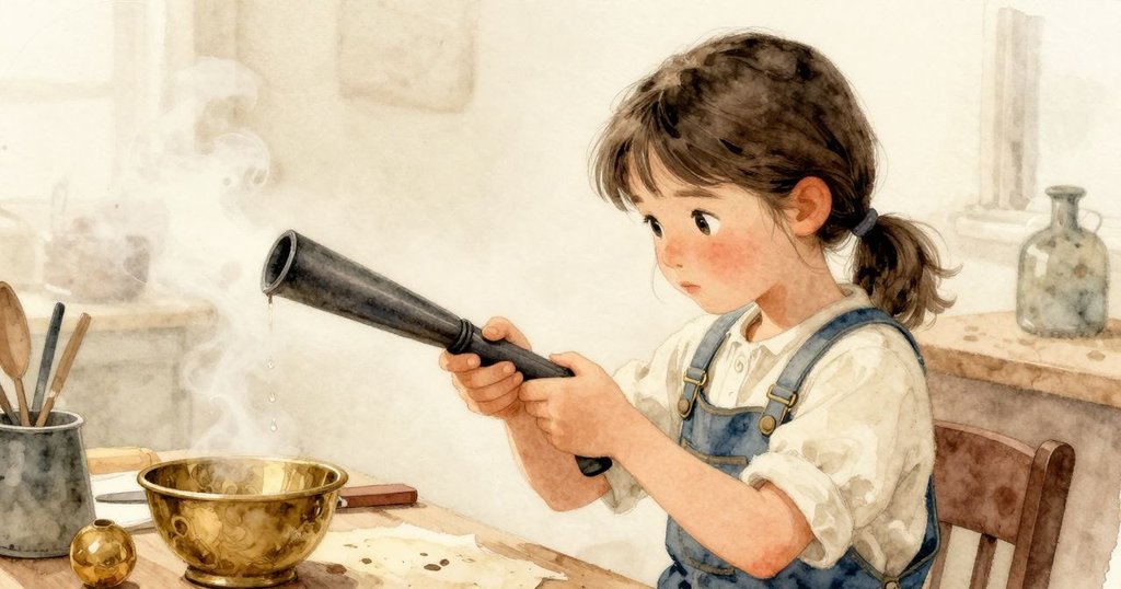 Margot專注於工作台前,旋轉吹管讓液滴發光,細膩蒸氣繚繞,展現專業與創意美感