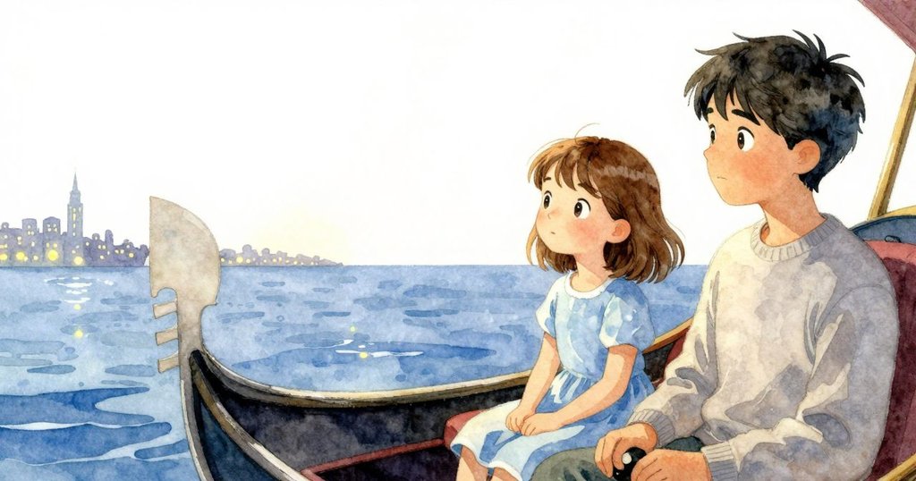 客艙內紙螺旋緩緩盤旋,烏拉放下旋鈕,格瑞注視流動城市燈影,展現平靜與延續冒險的氛圍