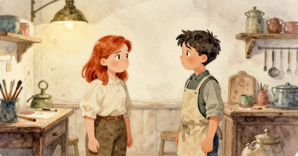 Nessa與Nestor在工坊中以點頭告別,音樂盒發出最後咔嚓聲,兩人神情溫和,故事圓滿落幕。