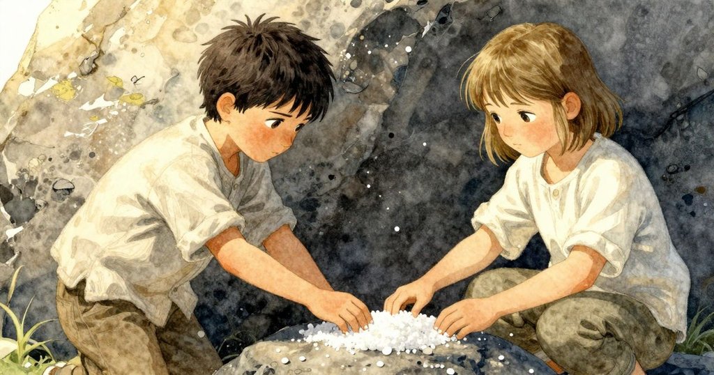 Forrest輕觸斜放的河石,上下明暗對比鮮明,晨光在石面間流動,展現細緻自然景觀。