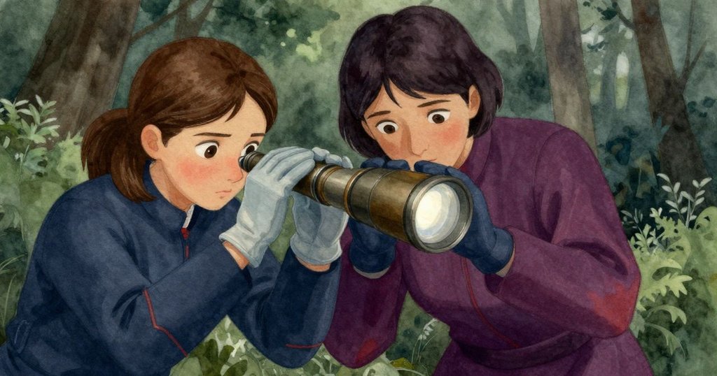 當行星再現，哈蒂與艾瑞斯肩並肩相依，畫面呈現寧靜溫暖，望遠鏡背景中透露出天空微光再現
