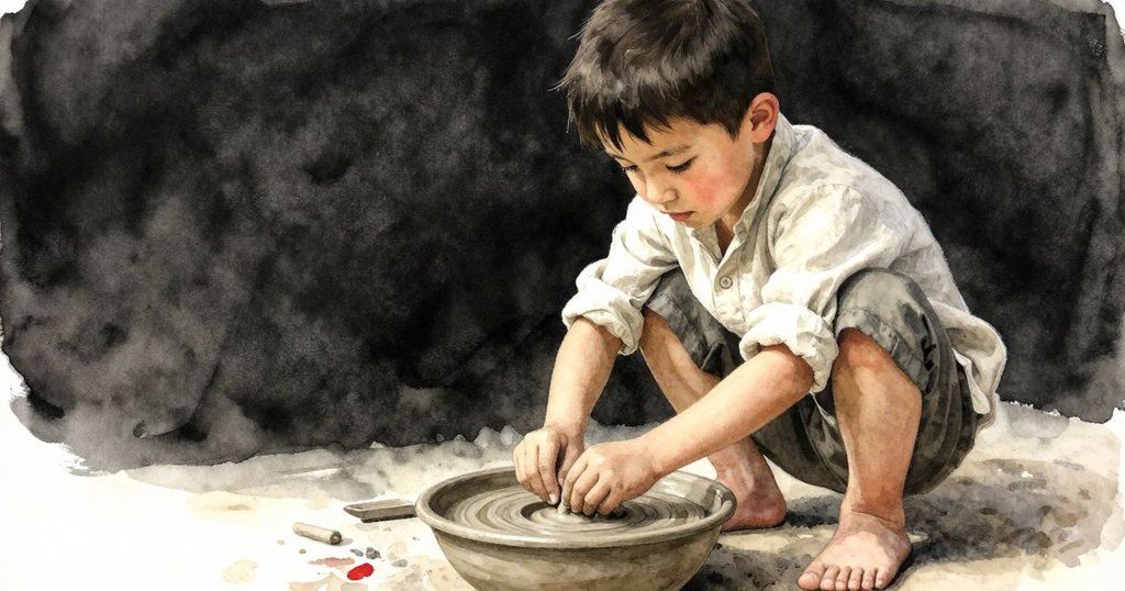 艾克塞爾正輕柔將梭子浸入裝滿藍莓汁的陶碗中,木紋細緻,果汁晶亮,畫面溫暖細緻。