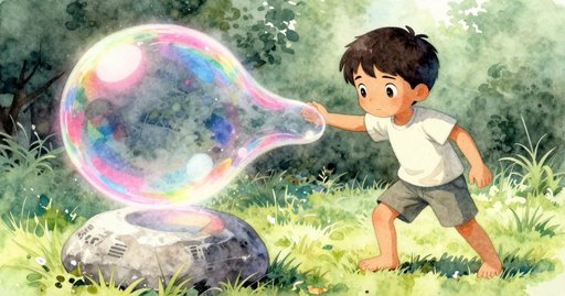 Cotton String Pauses a Giant Bubble Mid-Air