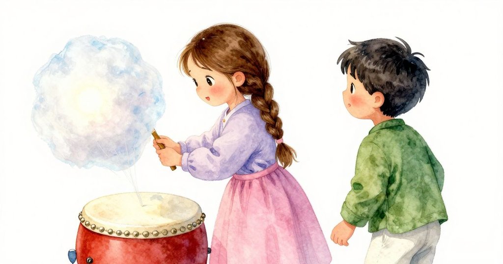 從後方視角看Thea專注凝視旋轉的糖果機,糖絲飄動映襯出她的好奇與認真,環境溫暖柔和