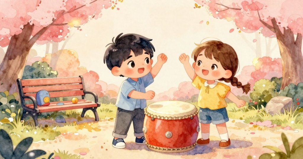 阿爾瑪與伊內斯滿懷喜悅欣賞順轉的堆肥桶，背景花園和長椅上擺放獅子木雕，展現溫馨慶祝情感