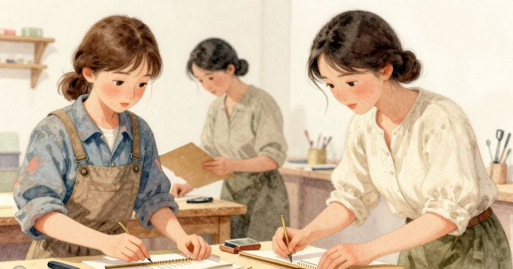 阿達將文件夾輕放於工作台上，萬達撥動梭子後送上溫馨微笑，室內金塵飄舞中展現溫暖結局