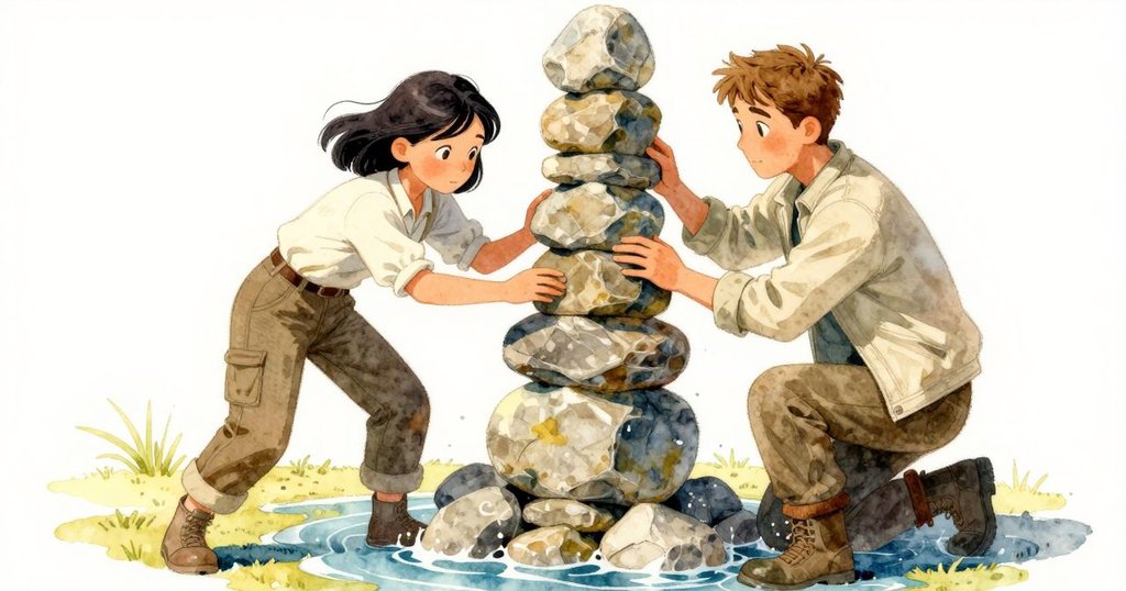 隨著光線轉變，Verity與Kane凝視石塔，河水漸近，畫面呈現時間流逝和微妙的緊張氛圍