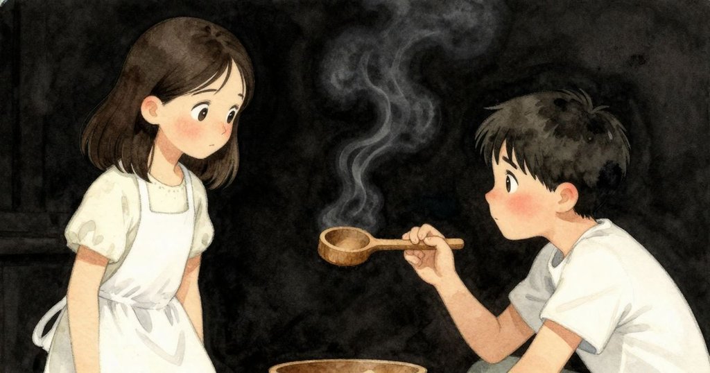緊張時刻，Zara 手中未觸及熟悉木勺，身體微失平衡，Valen 門邊低語，神情凝重